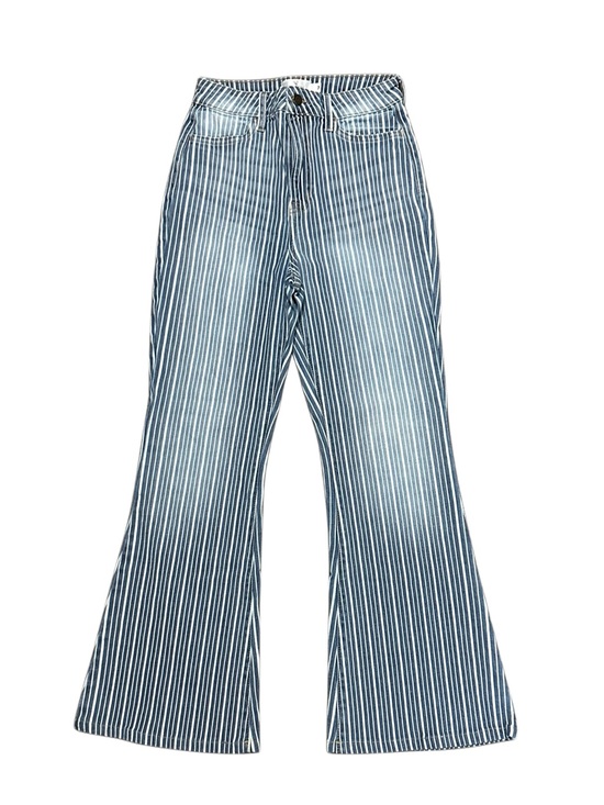 Windsor Denim - Windsor Denim Striped High Rise Flare Jeans Size 7 Blue White Railroad Stripe